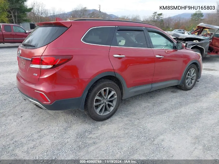 2017 Hyundai Santa Fe Se VIN: KM8SMDHF9HU165803 Lot: 40865769