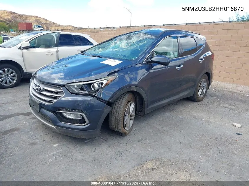 2017 Hyundai Santa Fe Sport 2.4L VIN: 5NMZU3LB2HH016870 Lot: 40881047