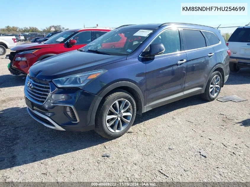 2017 Hyundai Santa Fe Se VIN: KM8SNDHF7HU254699 Lot: 40889223