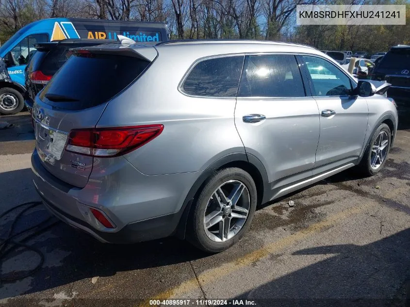 2017 Hyundai Santa Fe Limited Ultimate VIN: KM8SRDHFXHU241241 Lot: 40895917