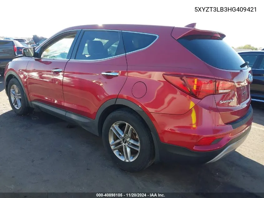 2017 Hyundai Santa Fe Sport 2.4L VIN: 5XYZT3LB3HG409421 Lot: 40898105