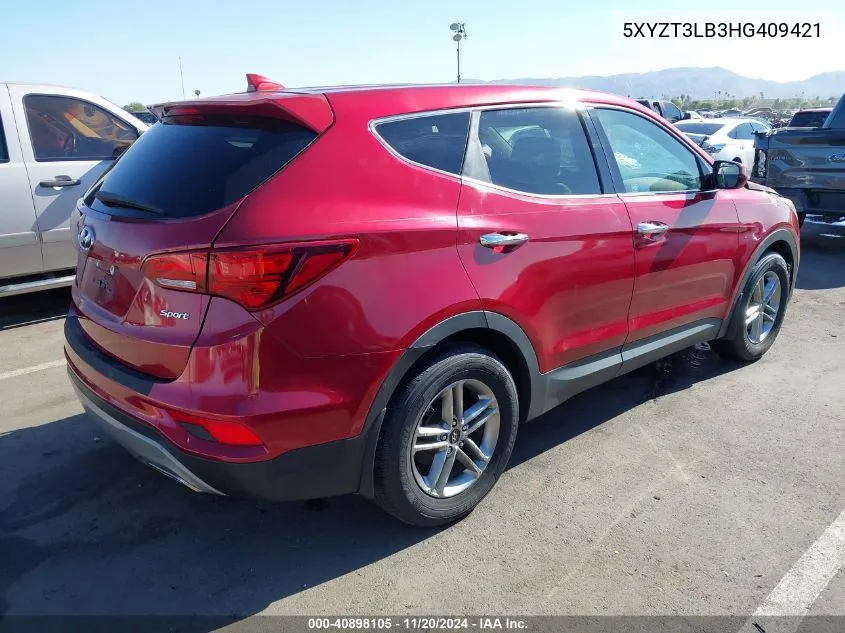 2017 Hyundai Santa Fe Sport 2.4L VIN: 5XYZT3LB3HG409421 Lot: 40898105