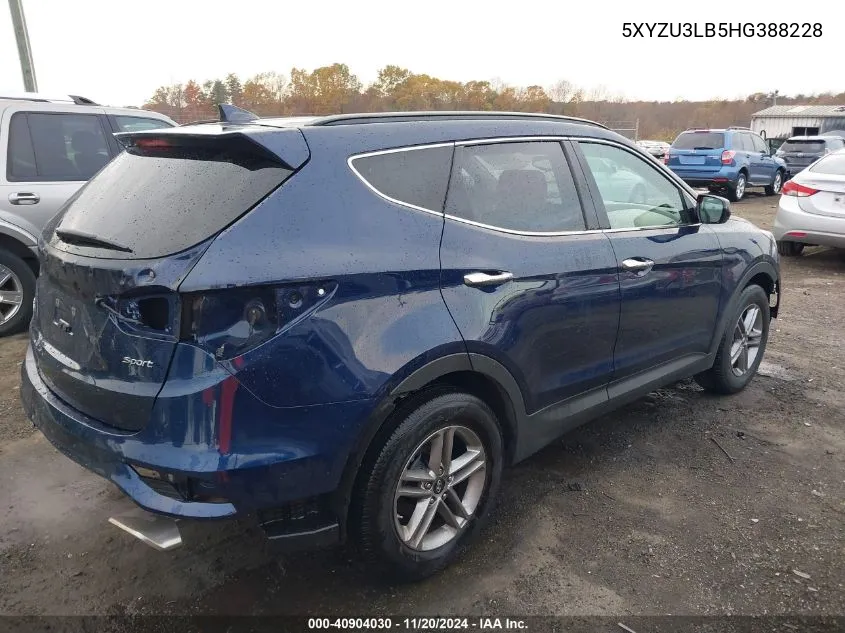 2017 Hyundai Santa Fe Sport 2.4L VIN: 5XYZU3LB5HG388228 Lot: 40904030