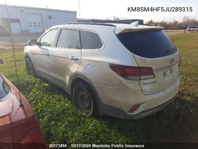 KM8SM4HF5JU289315 2018 Hyundai Santa Fe Xl