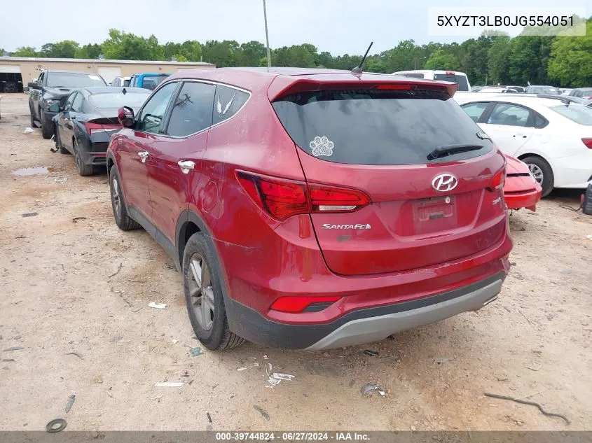 2018 Hyundai Santa Fe Sport 2.4L VIN: 5XYZT3LB0JG554051 Lot: 39744824