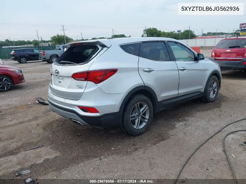 2018 Hyundai Santa Fe Sport 2.4L VIN: 5XYZTDLB6JG562936 Lot: 39876056