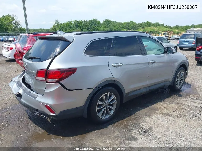 2018 Hyundai Santa Fe Se VIN: KM8SN4HF3JU258867 Lot: 39885962