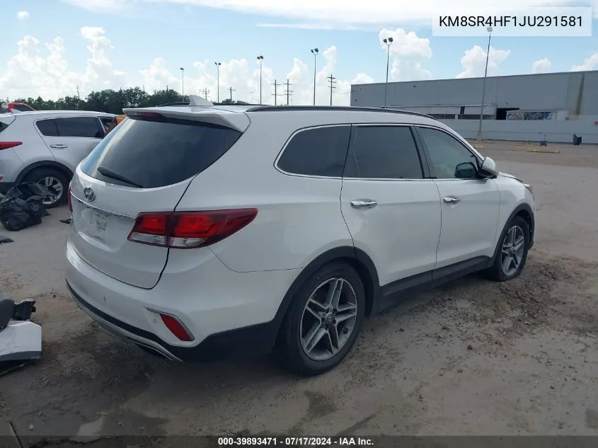 2018 Hyundai Santa Fe Se Ultimate VIN: KM8SR4HF1JU291581 Lot: 39893471