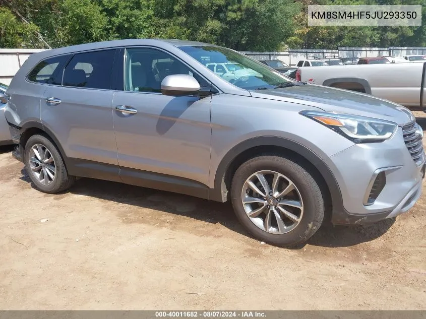 KM8SM4HF5JU293350 2018 Hyundai Santa Fe Se