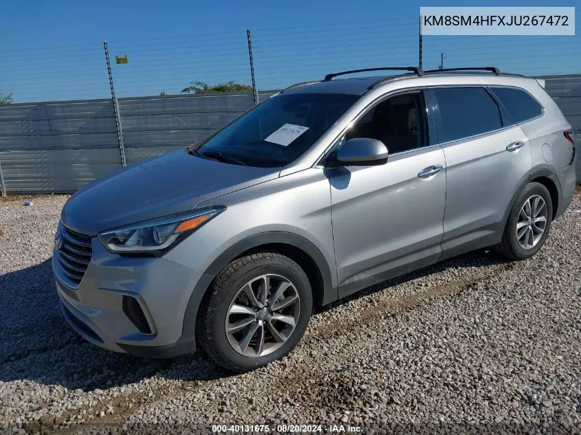 KM8SM4HFXJU267472 2018 Hyundai Santa Fe Se