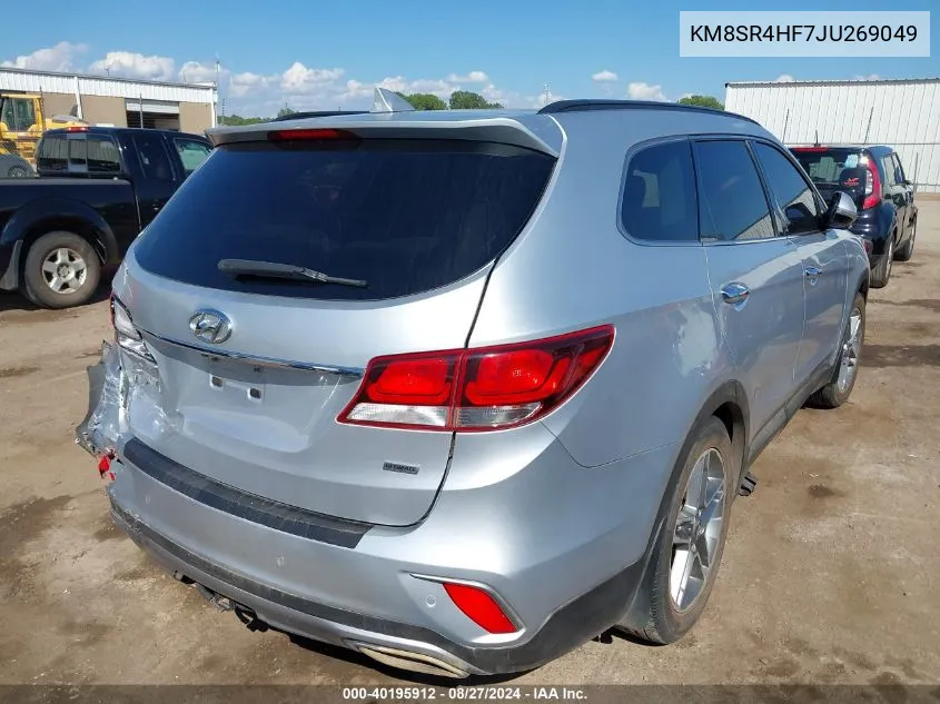 KM8SR4HF7JU269049 2018 Hyundai Santa Fe Se Ultimate