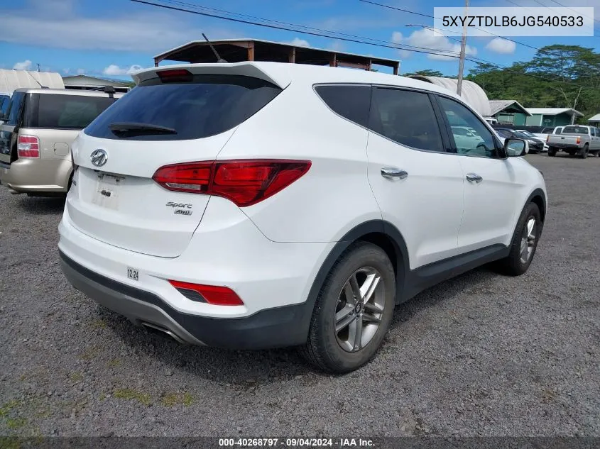 5XYZTDLB6JG540533 2018 Hyundai Santa Fe Sport