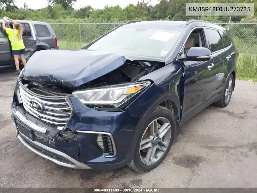 2018 Hyundai Santa Fe VIN: KM8SR48F0JU273735 Lot: 40311409