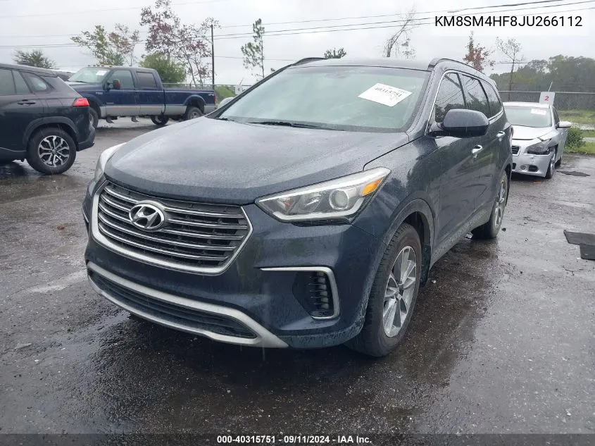 KM8SM4HF8JU266112 2018 Hyundai Santa Fe Se