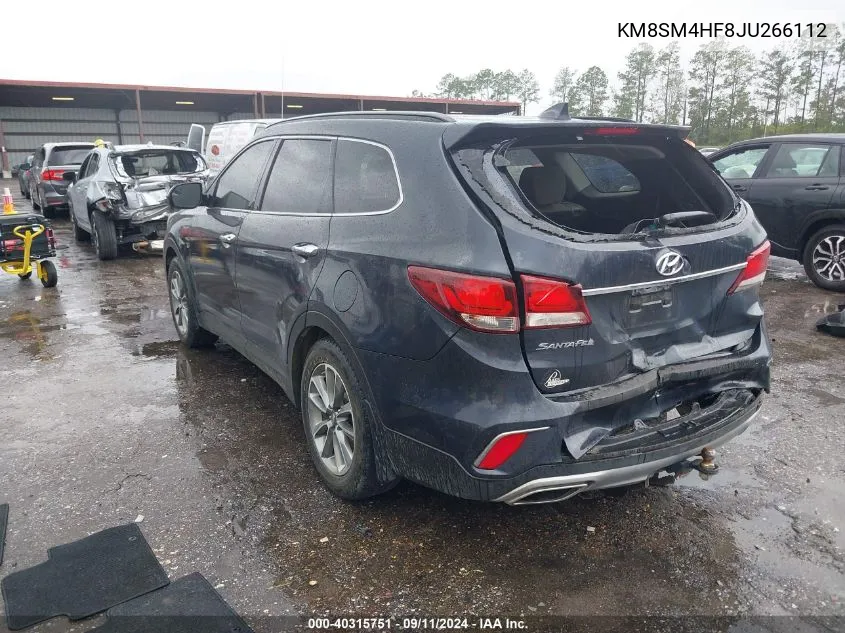 KM8SM4HF8JU266112 2018 Hyundai Santa Fe Se