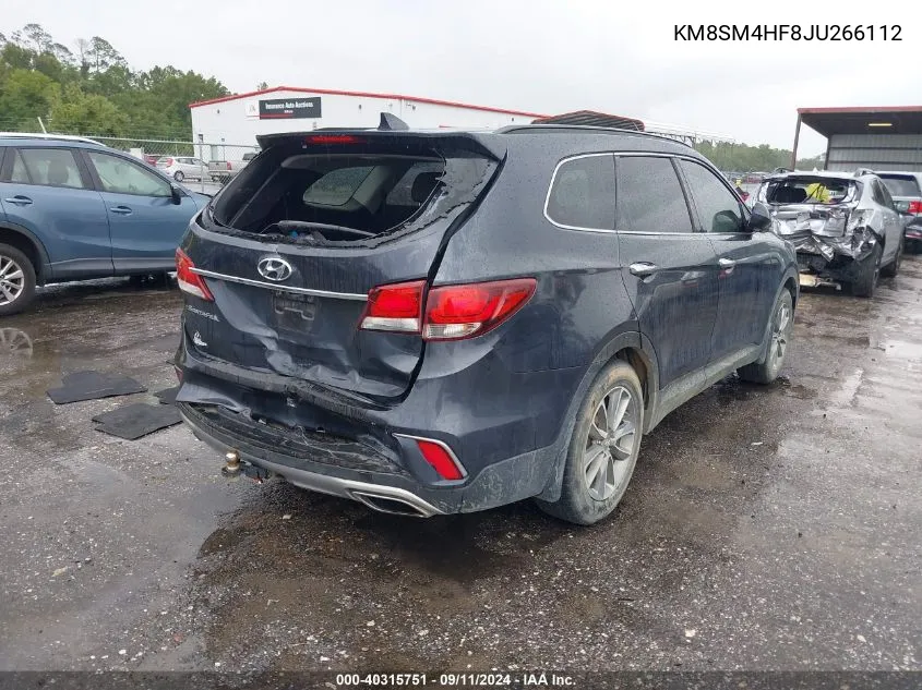 KM8SM4HF8JU266112 2018 Hyundai Santa Fe Se