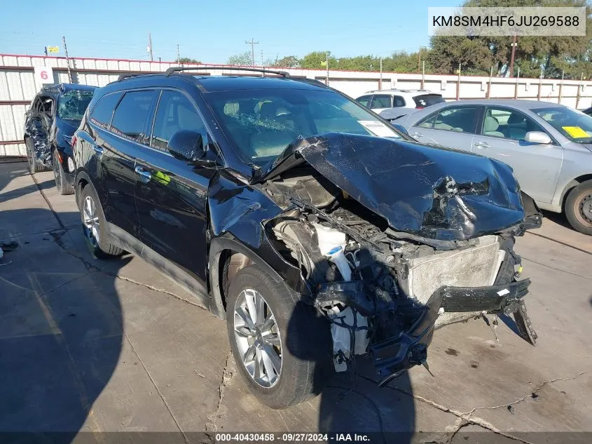 KM8SM4HF6JU269588 2018 Hyundai Santa Fe Se