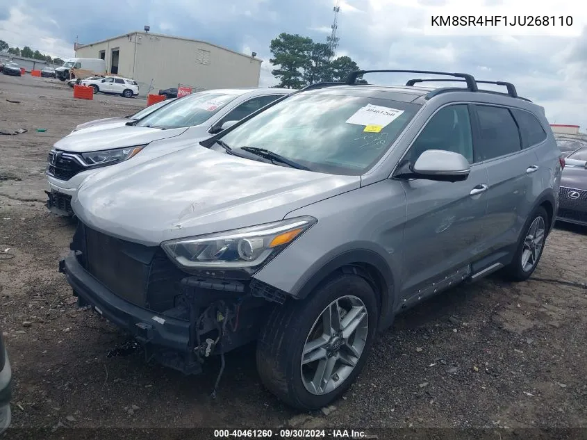 2018 Hyundai Santa Fe Limited Ultimate VIN: KM8SR4HF1JU268110 Lot: 40461260