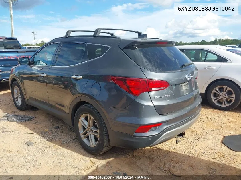 2018 Hyundai Santa Fe Sport 2.4L VIN: 5XYZU3LB3JG510042 Lot: 40482337