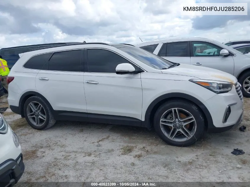 KM8SRDHF0JU285206 2018 Hyundai Santa Fe Se Ultimate