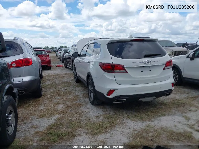 KM8SRDHF0JU285206 2018 Hyundai Santa Fe Se Ultimate