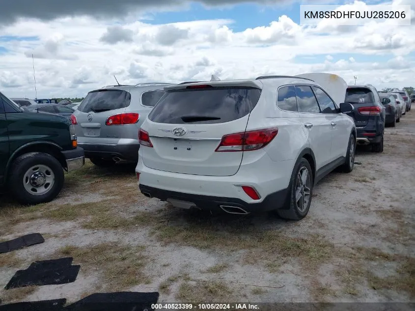 KM8SRDHF0JU285206 2018 Hyundai Santa Fe Se Ultimate