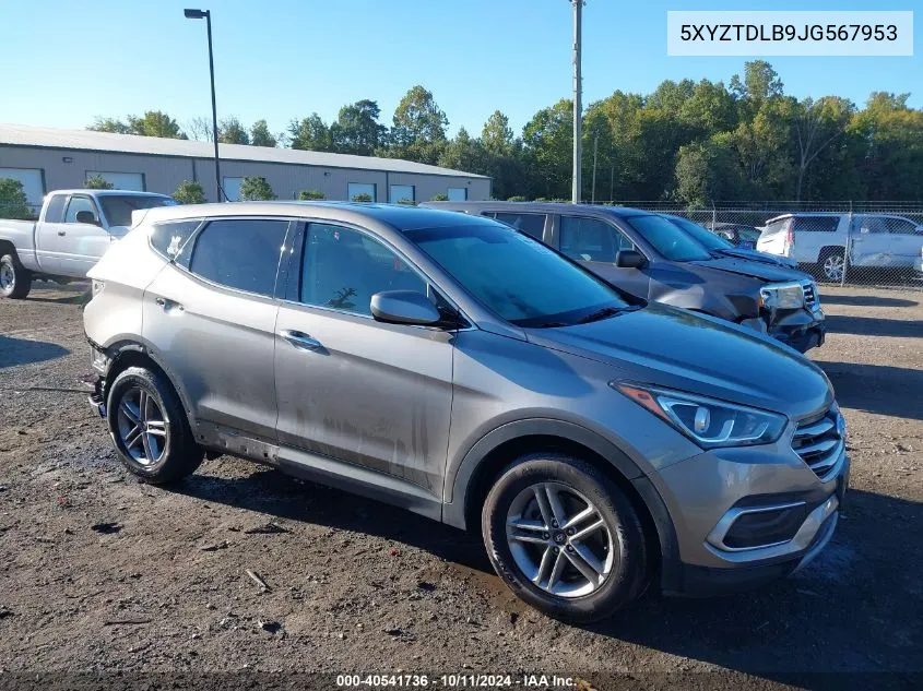 2018 Hyundai Santa Fe Sport 2.4L VIN: 5XYZTDLB9JG567953 Lot: 40541736