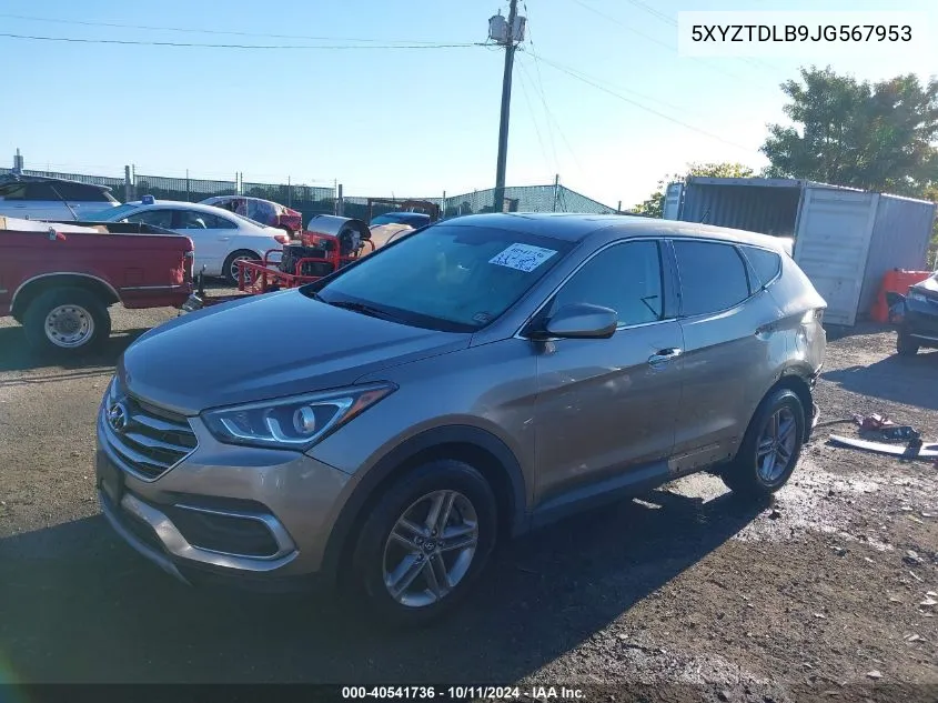 2018 Hyundai Santa Fe Sport 2.4L VIN: 5XYZTDLB9JG567953 Lot: 40541736