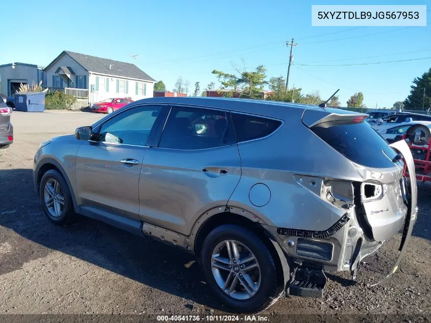 2018 Hyundai Santa Fe Sport 2.4L VIN: 5XYZTDLB9JG567953 Lot: 40541736