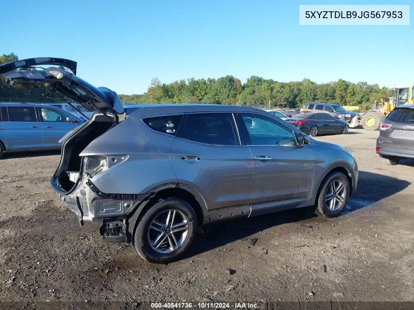 2018 Hyundai Santa Fe Sport 2.4L VIN: 5XYZTDLB9JG567953 Lot: 40541736