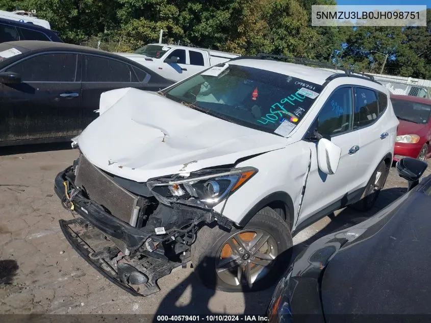 2018 Hyundai Santa Fe Sport 2.4L VIN: 5NMZU3LB0JH098751 Lot: 40579401