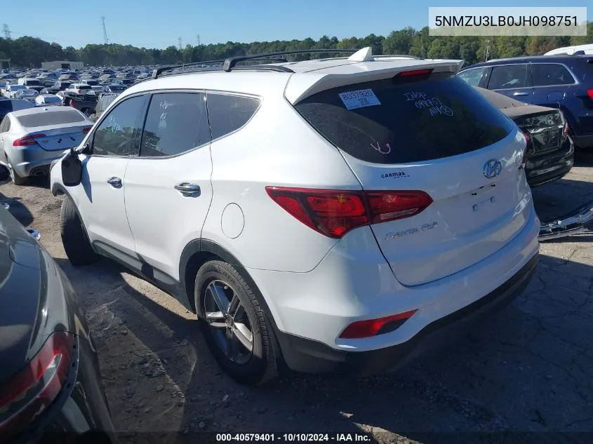 2018 Hyundai Santa Fe Sport 2.4L VIN: 5NMZU3LB0JH098751 Lot: 40579401