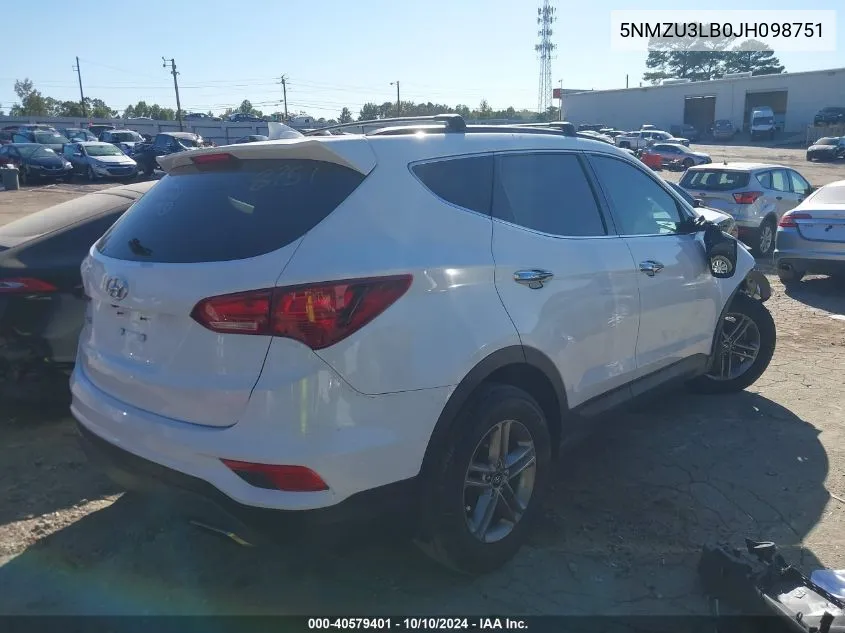 2018 Hyundai Santa Fe Sport 2.4L VIN: 5NMZU3LB0JH098751 Lot: 40579401