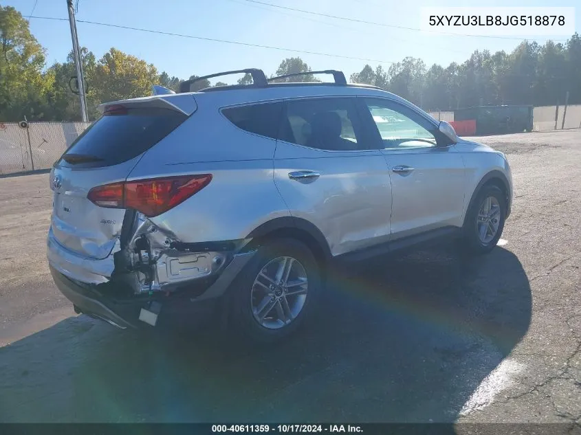 2018 Hyundai Santa Fe Sport 2.4L VIN: 5XYZU3LB8JG518878 Lot: 40611359