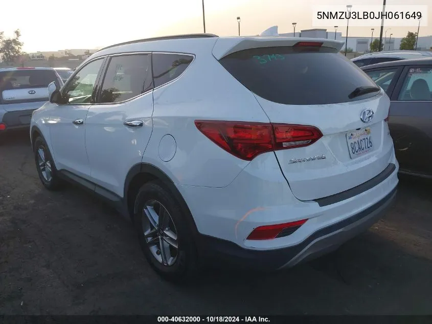 5NMZU3LB0JH061649 2018 Hyundai Santa Fe Sport 2.4L