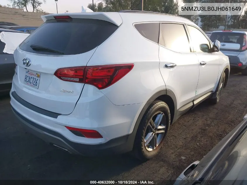 5NMZU3LB0JH061649 2018 Hyundai Santa Fe Sport 2.4L