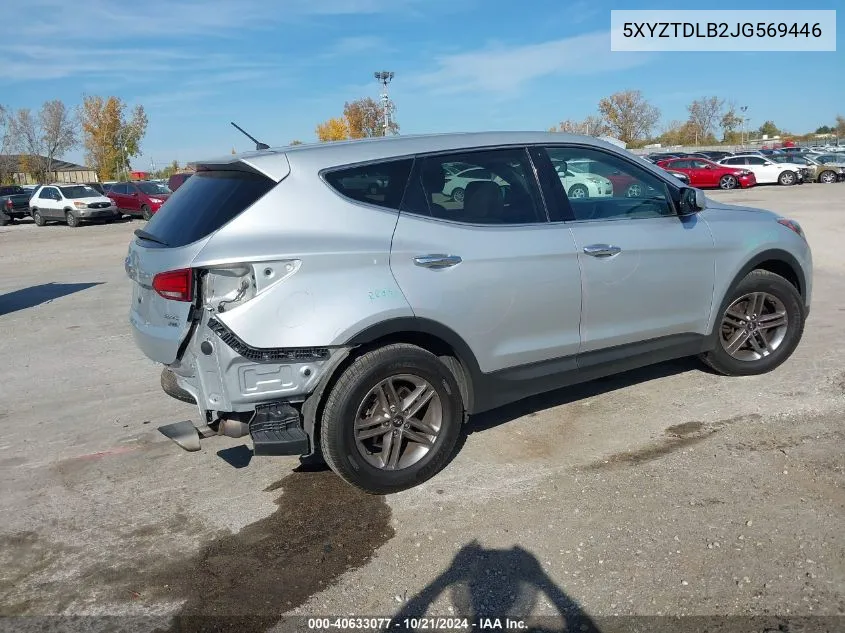 2018 Hyundai Santa Fe Sport 2.4L VIN: 5XYZTDLB2JG569446 Lot: 40633077