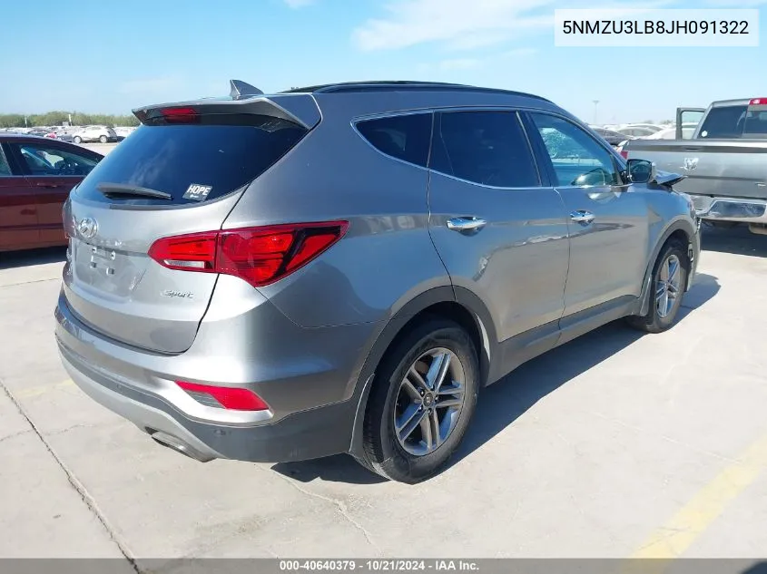 2018 Hyundai Santa Fe Sport 2.4L VIN: 5NMZU3LB8JH091322 Lot: 40640379