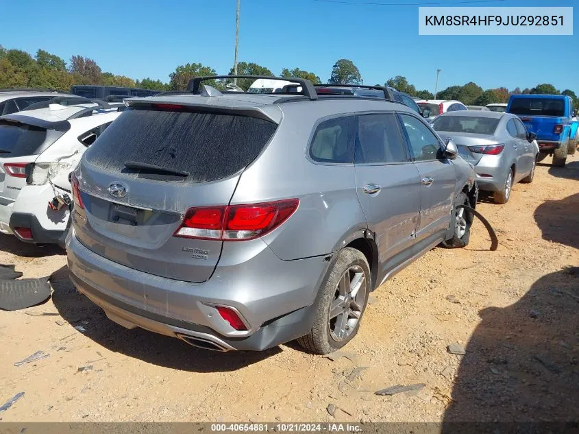 2018 Hyundai Santa Fe Se/Limited VIN: KM8SR4HF9JU292851 Lot: 40654881