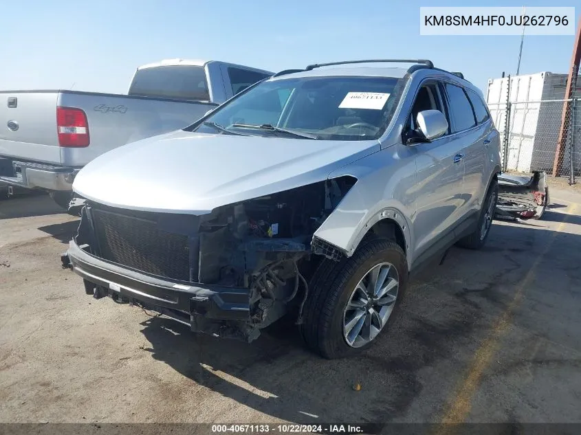 KM8SM4HF0JU262796 2018 Hyundai Santa Fe Se