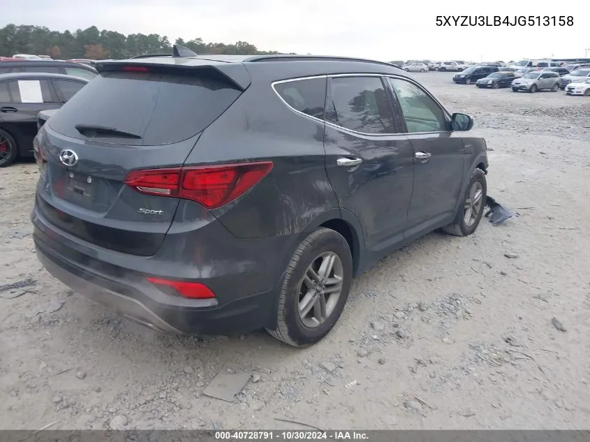 2018 Hyundai Santa Fe Sport 2.4L VIN: 5XYZU3LB4JG513158 Lot: 40728791