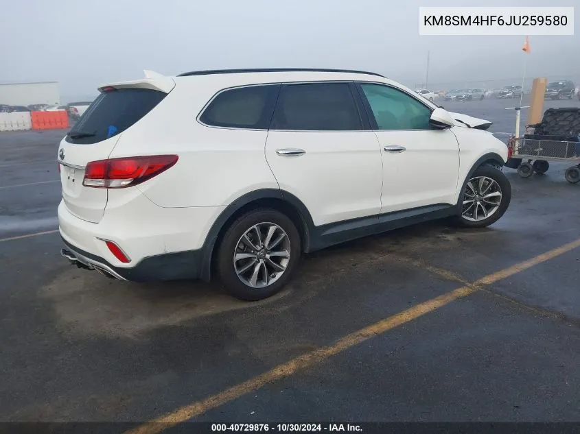 2018 Hyundai Santa Fe Se VIN: KM8SM4HF6JU259580 Lot: 40729876