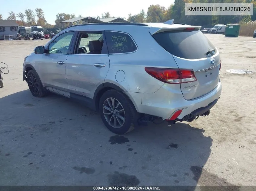 2018 Hyundai Santa Fe Se VIN: KM8SNDHF8JU288026 Lot: 40736742