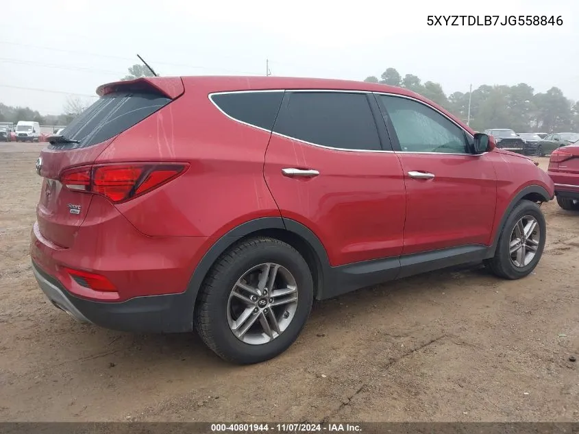 2018 Hyundai Santa Fe Sport 2.4L VIN: 5XYZTDLB7JG558846 Lot: 40801944