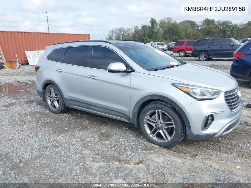 2018 Hyundai Santa Fe Limited Ultimate VIN: KM8SR4HF2JU289158 Lot: 40817903