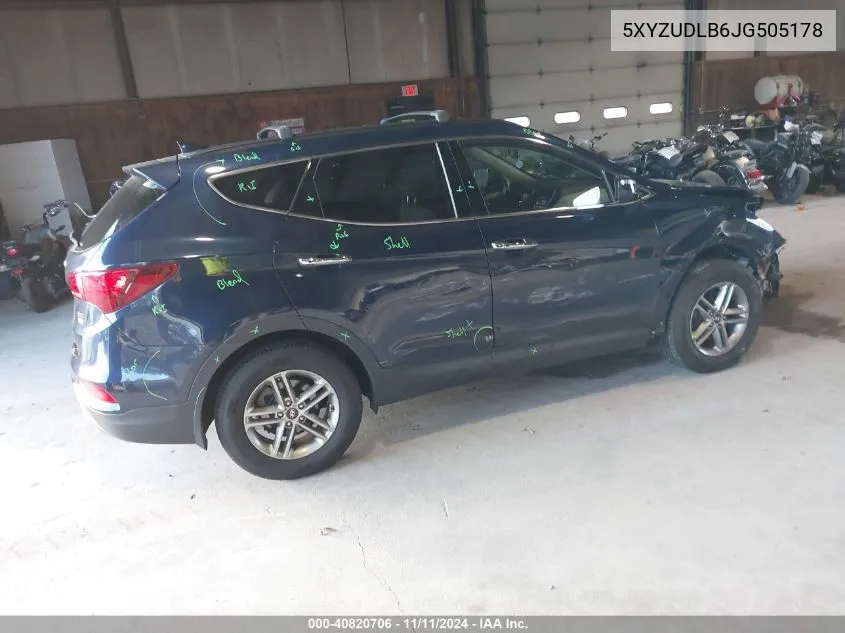 2018 Hyundai Santa Fe Sport 2.4L VIN: 5XYZUDLB6JG505178 Lot: 40820706