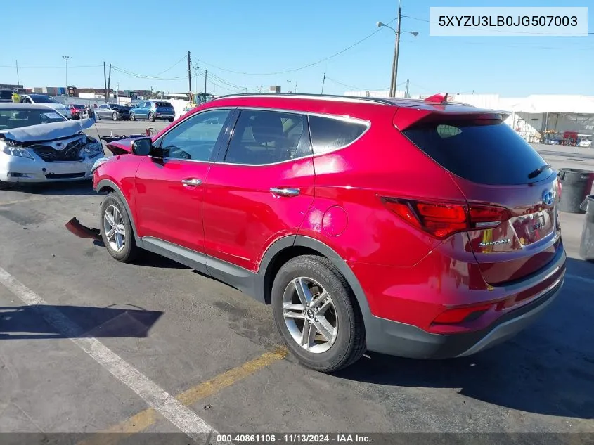 2018 Hyundai Santa Fe Sport 2.4L VIN: 5XYZU3LB0JG507003 Lot: 40861106