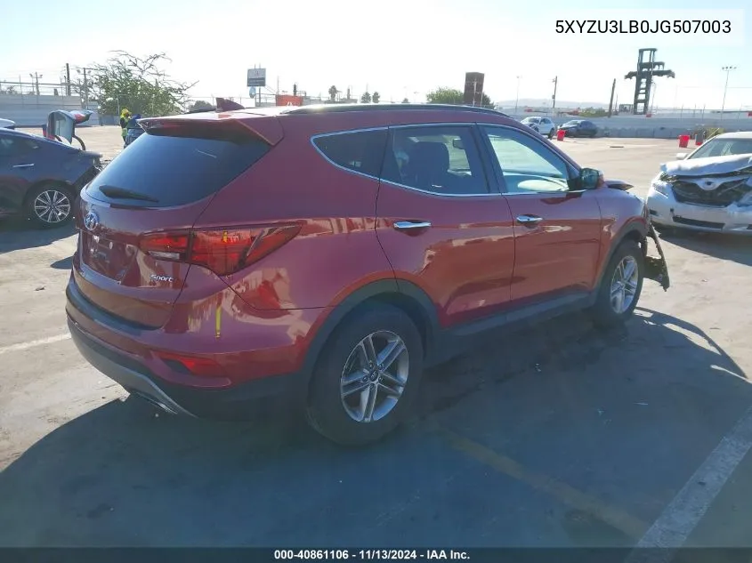 2018 Hyundai Santa Fe Sport 2.4L VIN: 5XYZU3LB0JG507003 Lot: 40861106