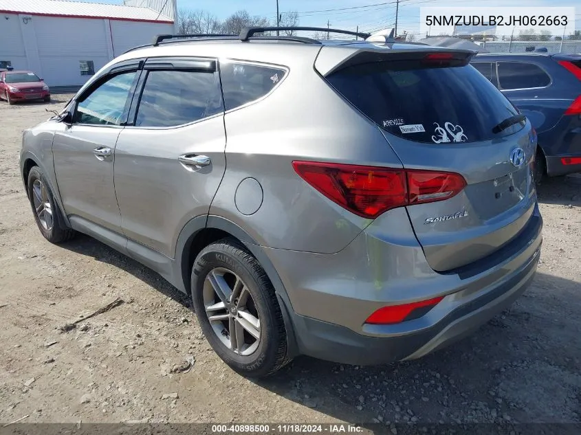 2018 Hyundai Santa Fe Sport 2.4L VIN: 5NMZUDLB2JH062663 Lot: 40898500