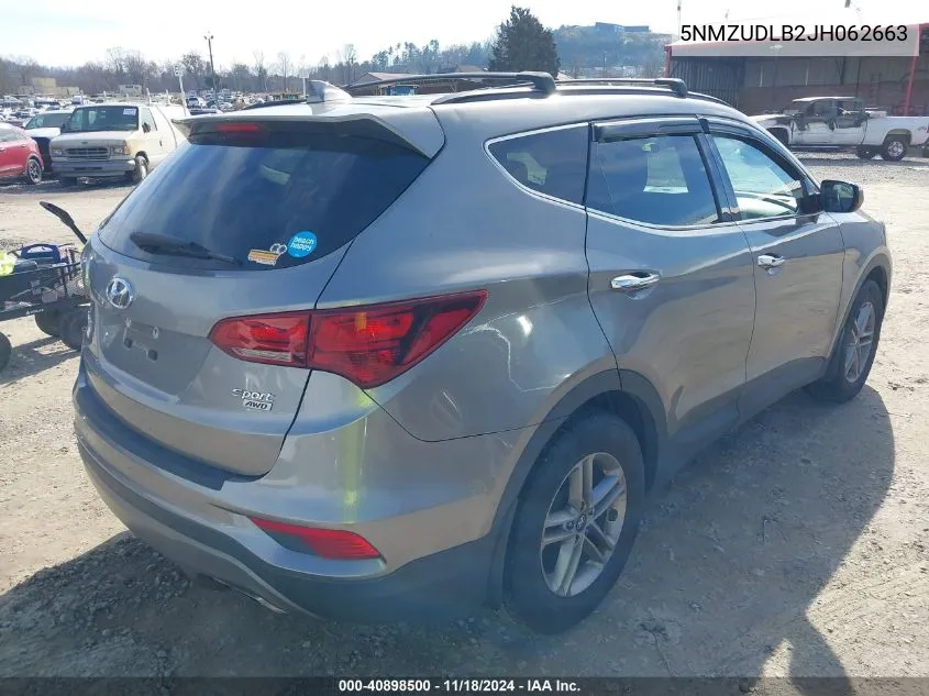 2018 Hyundai Santa Fe Sport 2.4L VIN: 5NMZUDLB2JH062663 Lot: 40898500